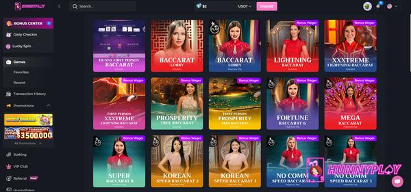 Explore Multiple Casino Baccarat Games at HunnyPlay