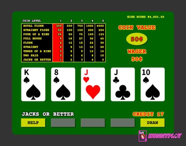 Jacks or Better - a video poker game based on five-card draw poker