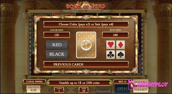 Risk features provide an opportunity to increase unpredictability of Book of Dead slots.