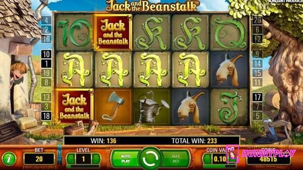 Jack and the Beanstalk Slots features vibrant graphics, recreating the famous fairy tale.