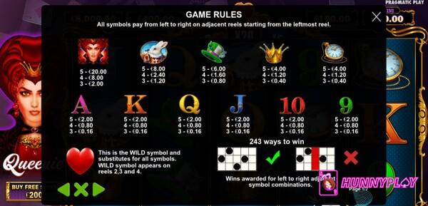 Game rules of Queenie Slots