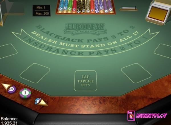 European Blackjack table layout 