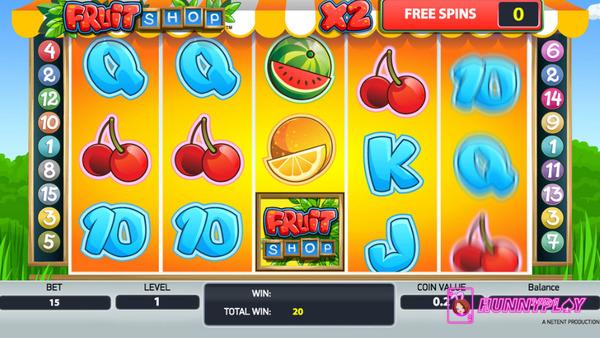 Fruit Shop Slots has eye-catching graphics with bright colors.