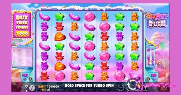 Sugar Rush Slot bonus features and symbols.