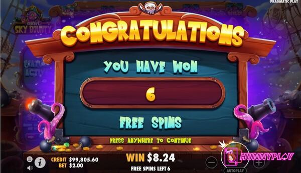 Free spins bonus in Kraken’s Sky Bounty