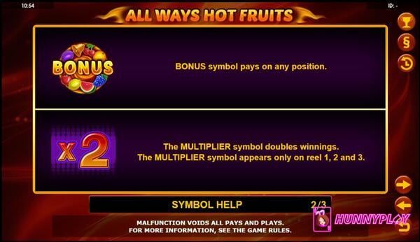 Scatter and Multiplier symbols in All Ways Hot Fruits