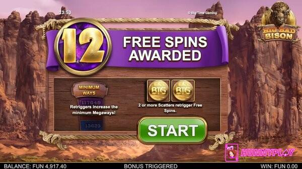 Free spins award in Big Bad Bison Slot