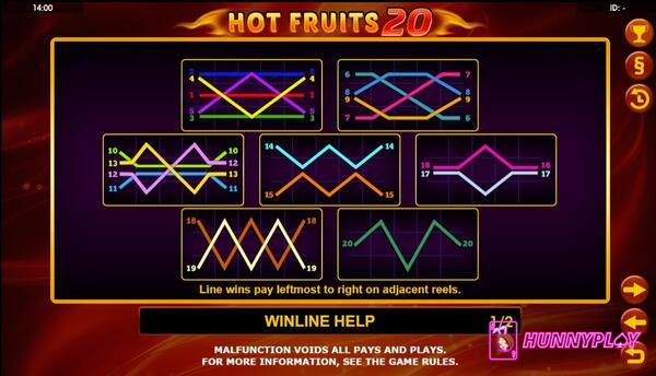 Hot Fruits 20 slot features 20 win ways.