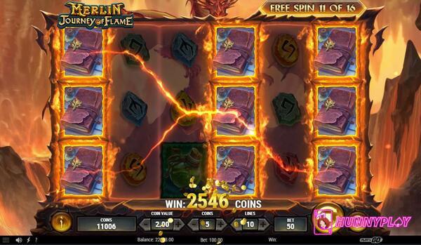 Spinning the reels in Merlin Journey of Flame slot is simple and exciting.