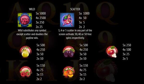 The payouts of Cherry Fiesta - 1