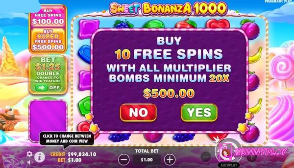 Sweet Bonanza 1000 - Buy Free Spins feature